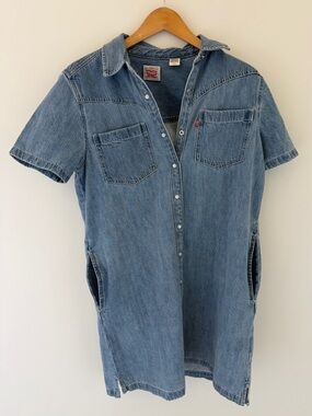 Levi's Medium Blue Short-Sleeve Denim Shirt Dress